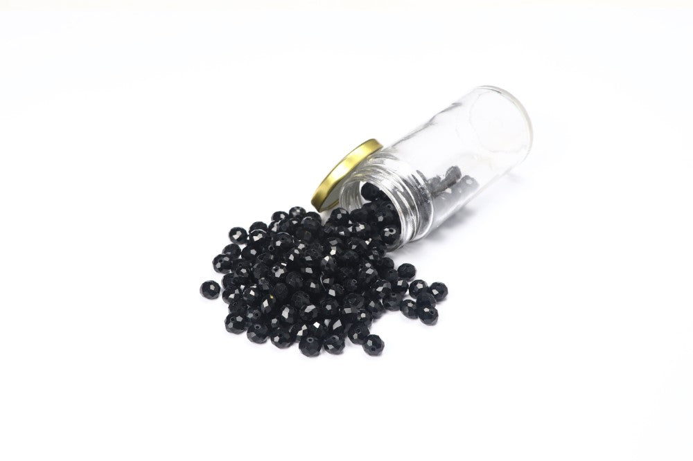 Black Faceted Glass Beads