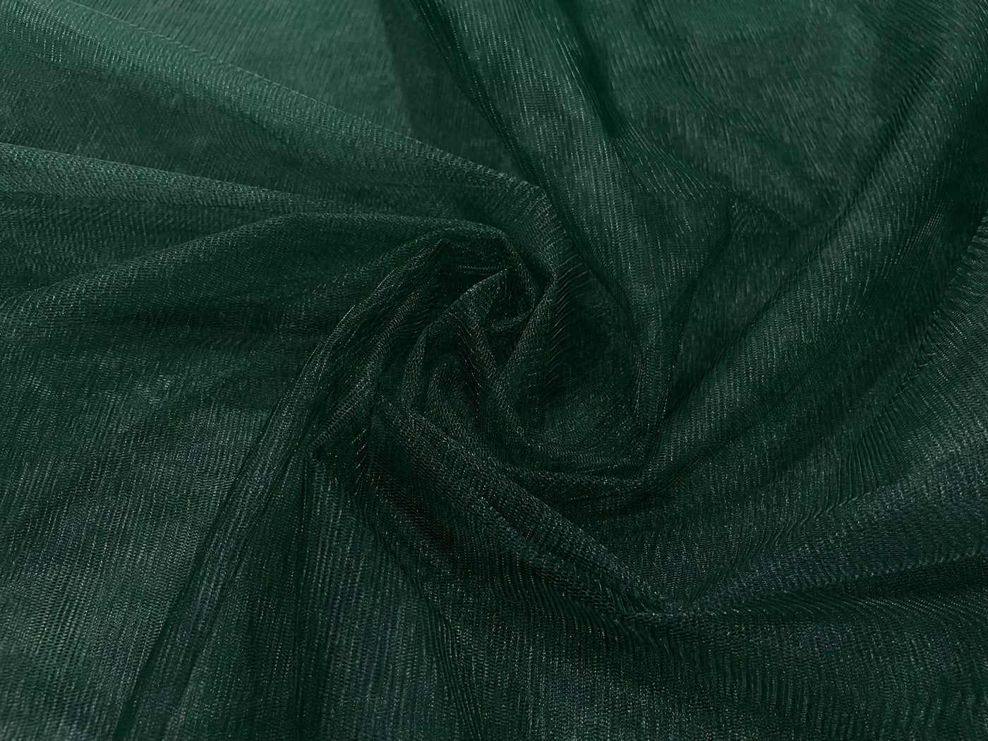 Bottle Green Plain Soft Net Fabric