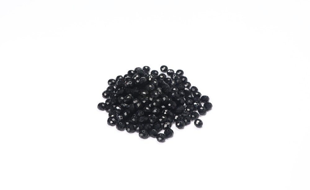 Black Faceted Glass Beads