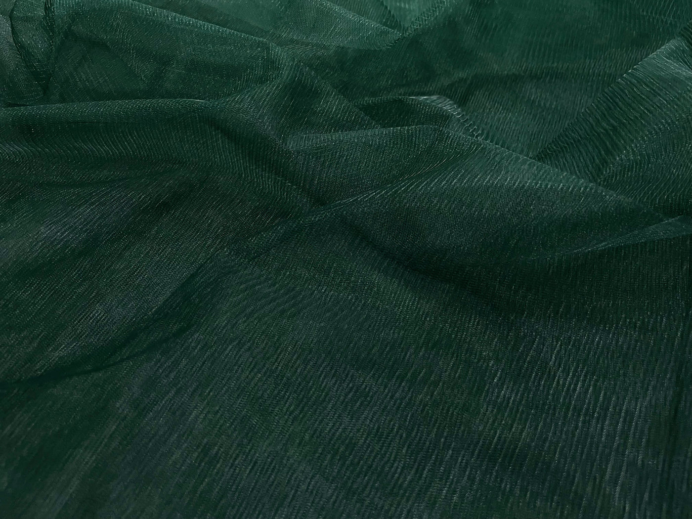 Bottle Green Plain Soft Net Fabric