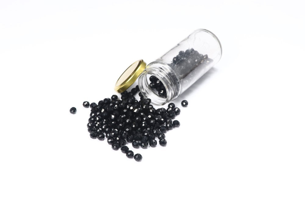 Black Faceted Glass Beads