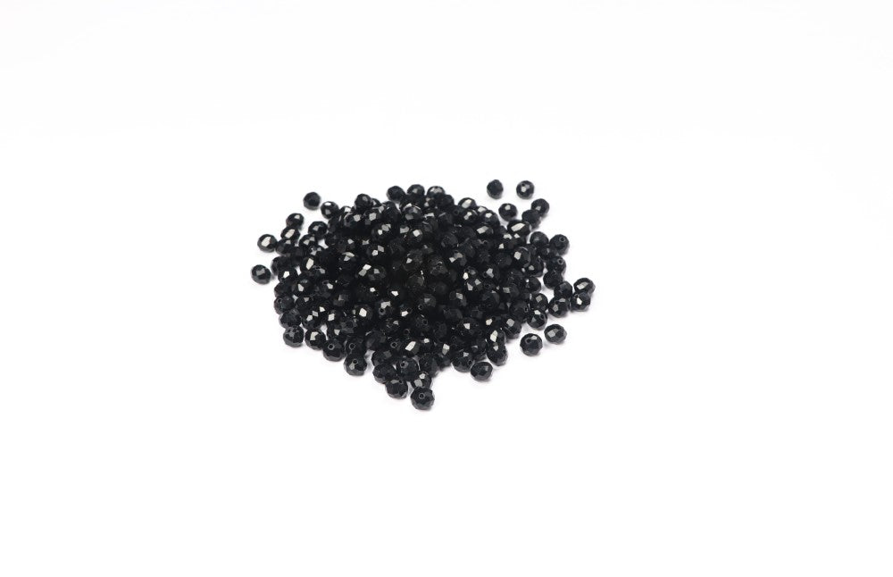 Black Faceted Glass Beads