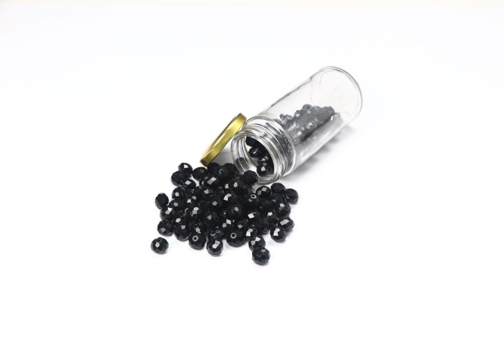 Black Faceted Glass Beads