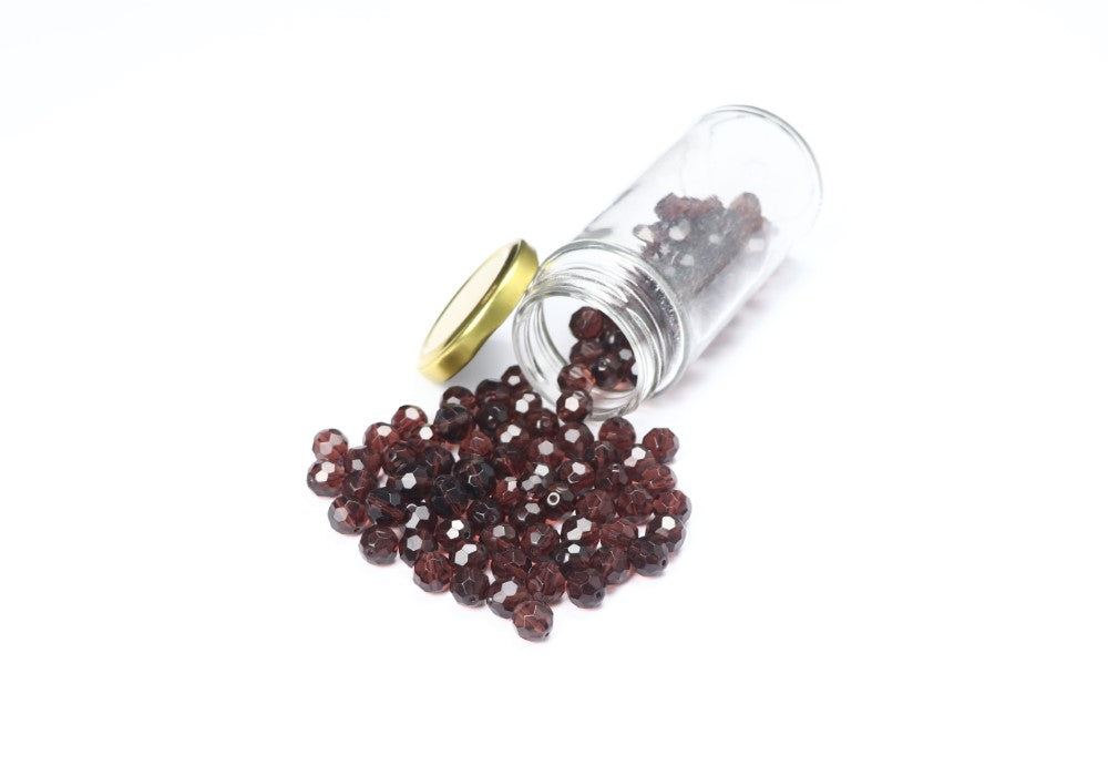 Brown Faceted Glass Beads