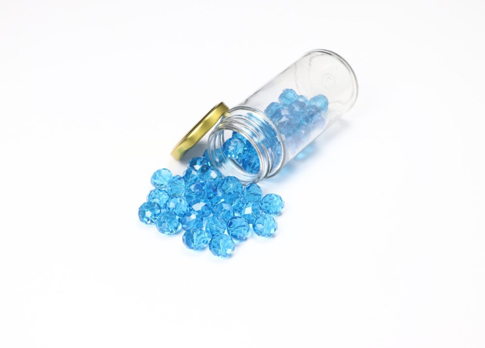 Blue Faceted Glass Beads