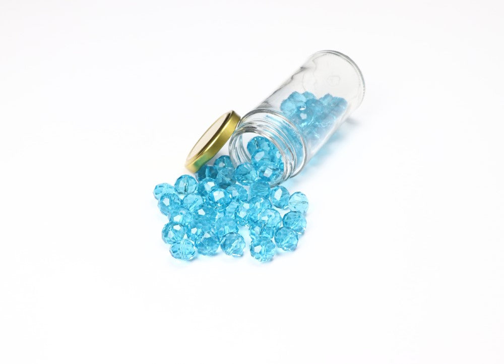 Blue Faceted Glass Beads