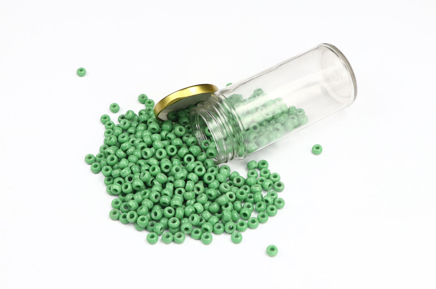 Boho Chic Green Pressed Czech Glass Beads