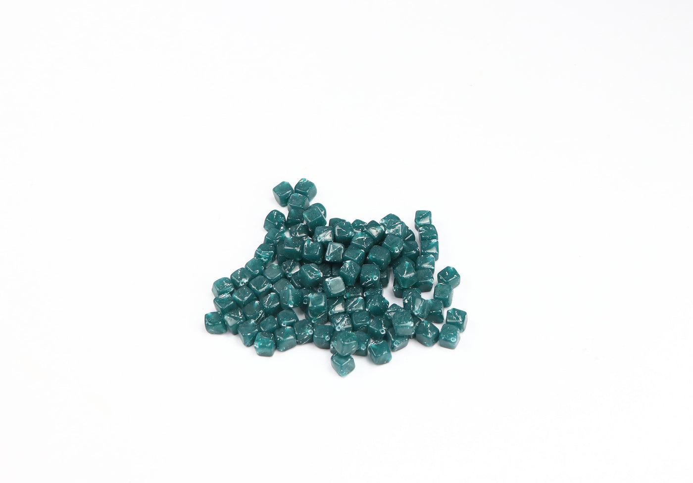 Square Teal Pressed Czech Glass Beads