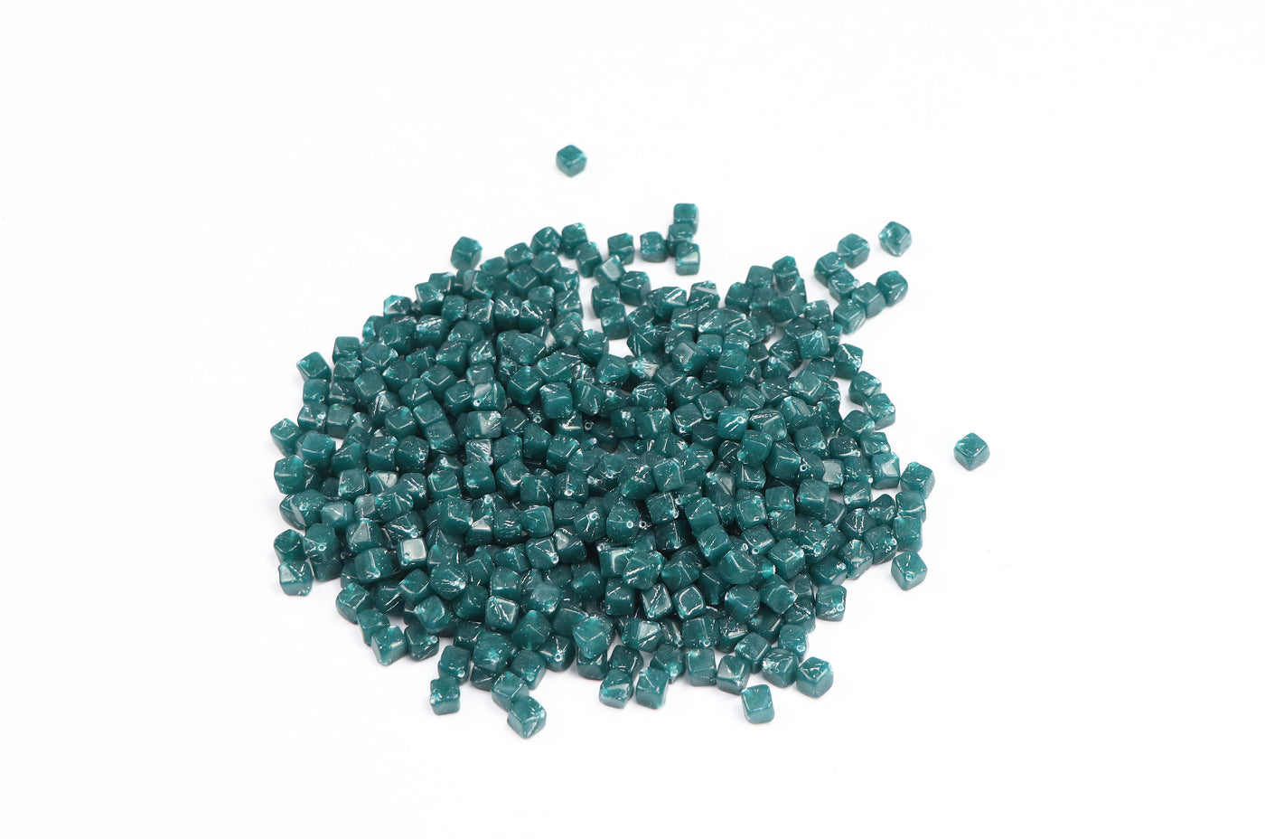 Square Teal Pressed Czech Glass Beads