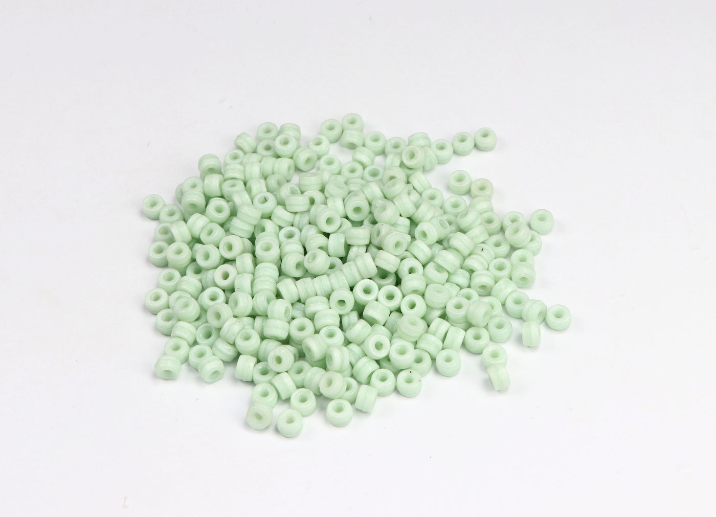 Round Light Green Pressed Czech Glass Beads
