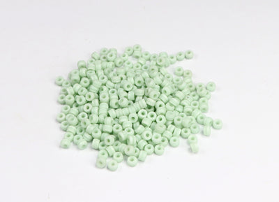 Round Light Green Pressed Czech Glass Beads