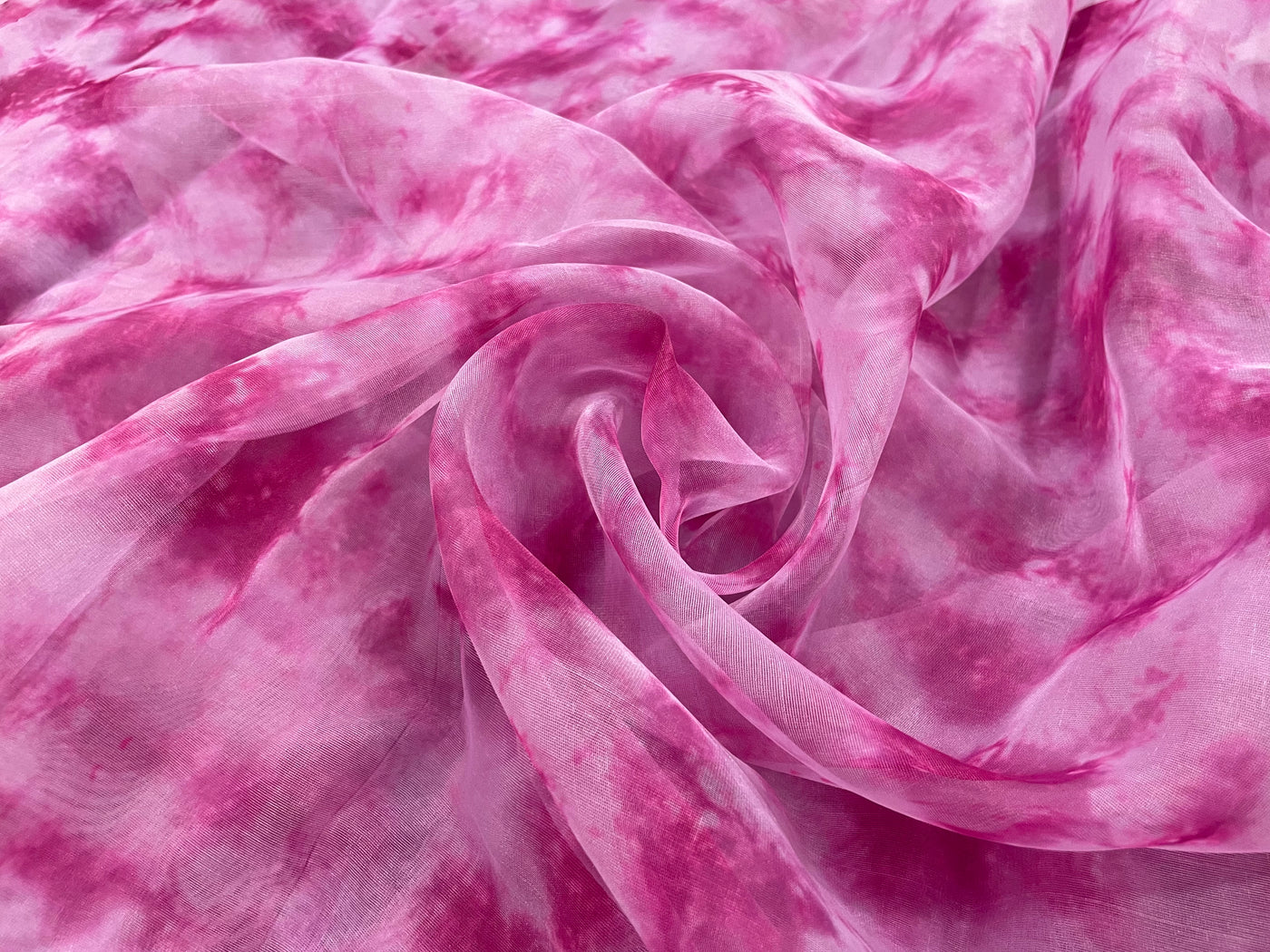 Rani Pink Tie & Dye Printed Organza Fabric