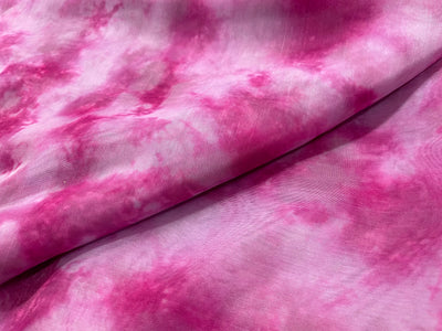 Rani Pink Tie & Dye Printed Organza Fabric