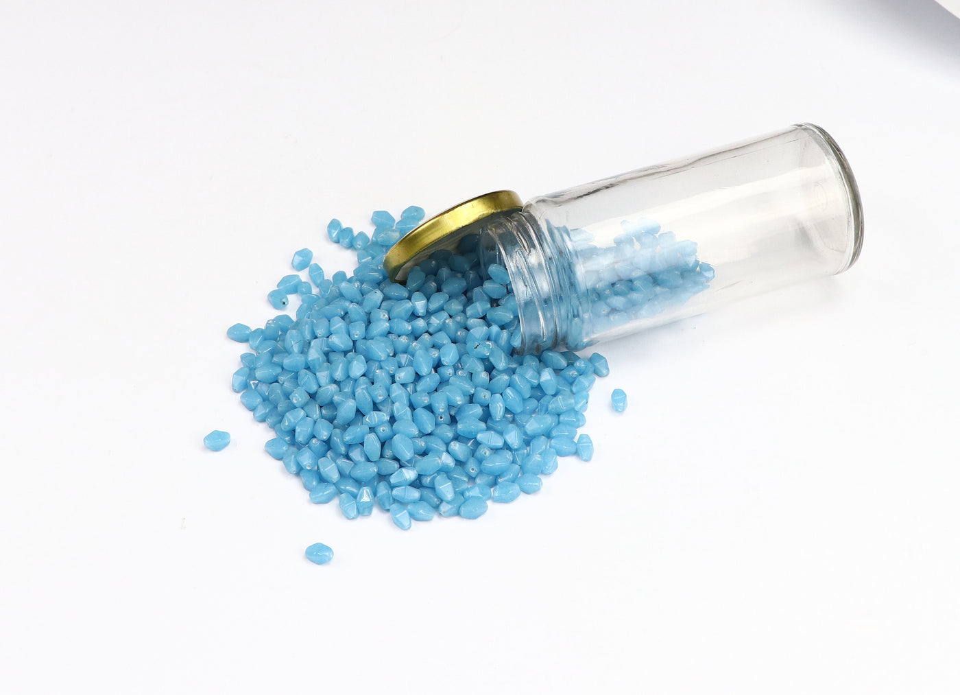 Drum Light Blue Pressed Czech Glass Beads