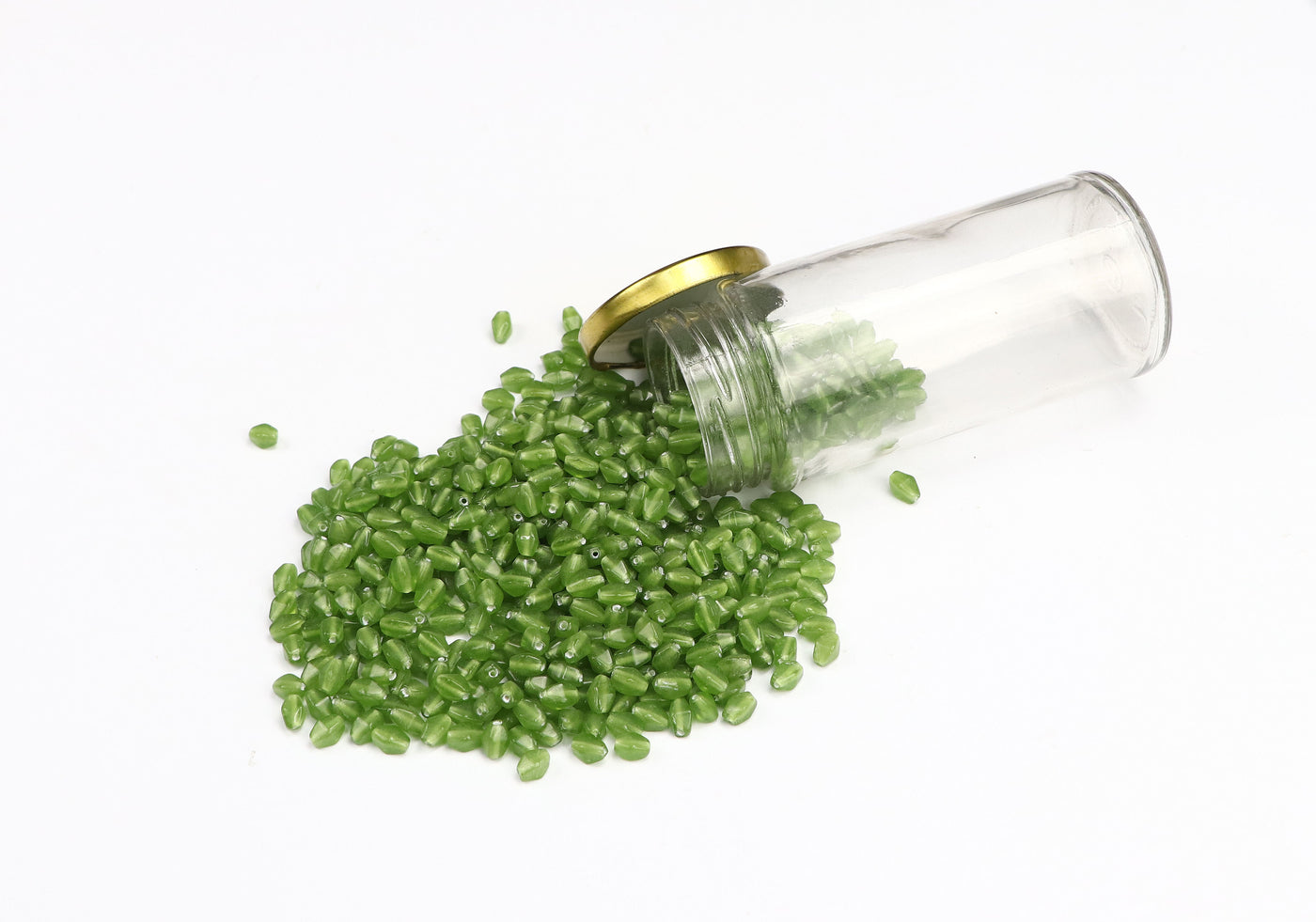 Sustainable Style Recycled Faceted Teardrop Light Green Pressed Czech Glass Beads