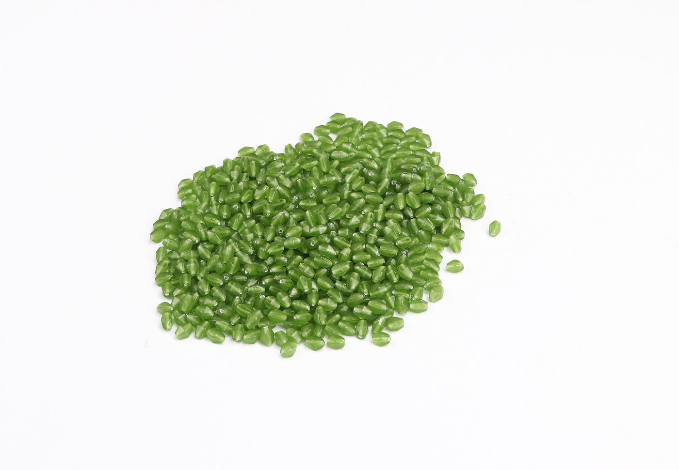 Sustainable Style Recycled Faceted Teardrop Light Green Pressed Czech Glass Beads