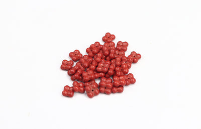 Four-Petal Flower Red Czech Glass Beads