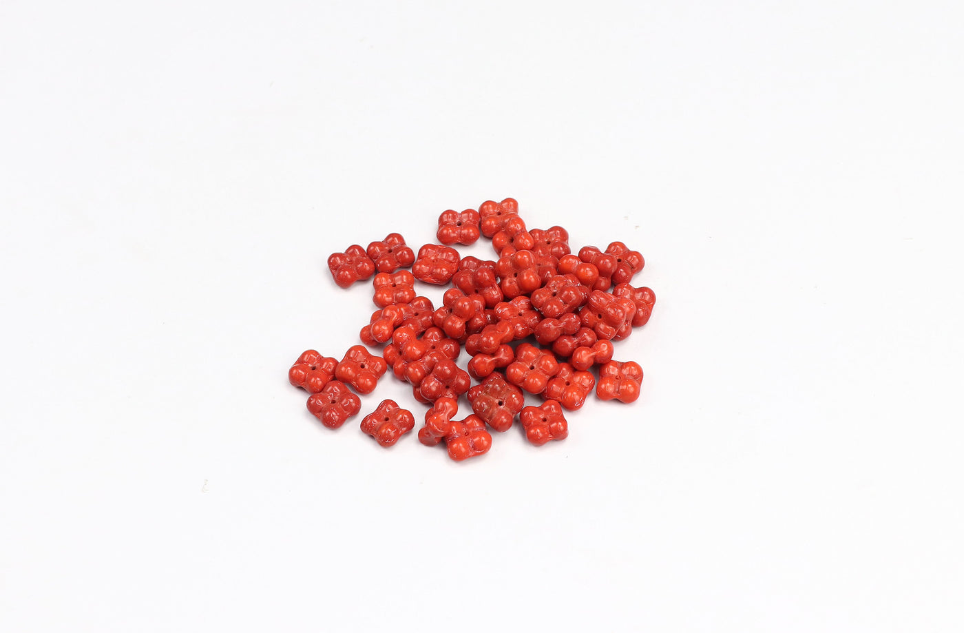 Four-Leaf Flower Red Czech Glass Beads