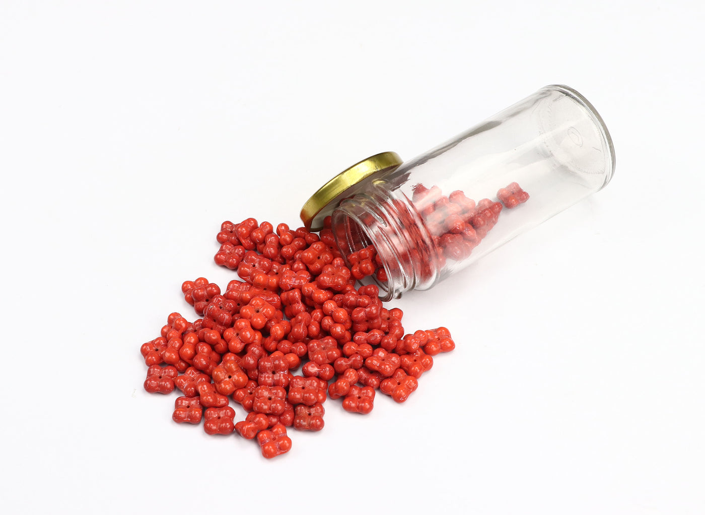 Four-Leaf Flower Red Czech Glass Beads