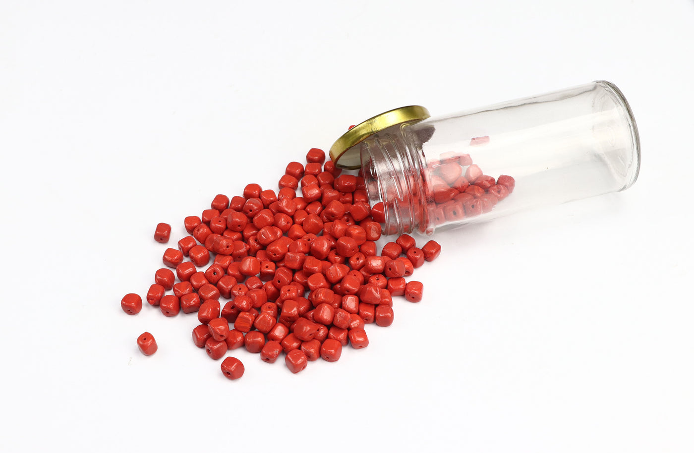 Cube Red Czech Glass Beads