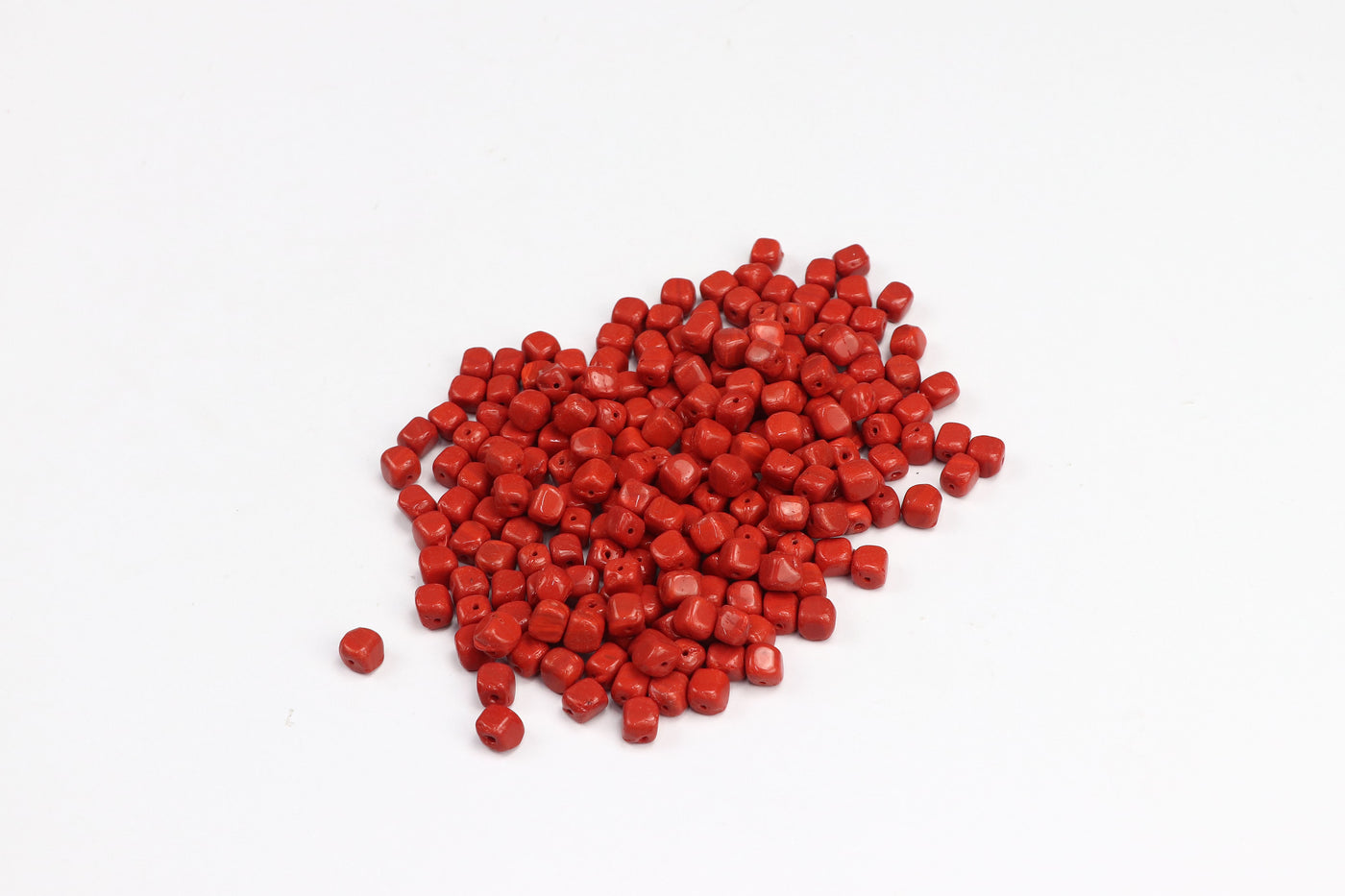 Cube Red Czech Glass Beads