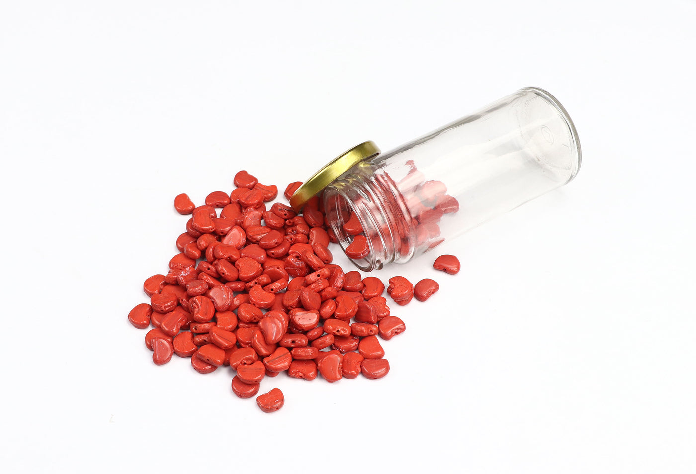 Heart-Shaped Red Czech Glass Beads