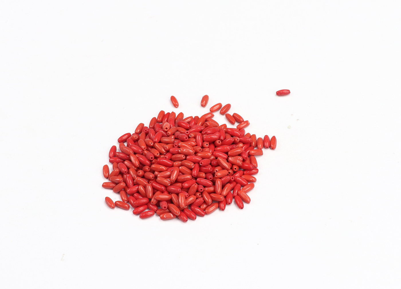 Rice-Shaped Red Czech Glass Beads
