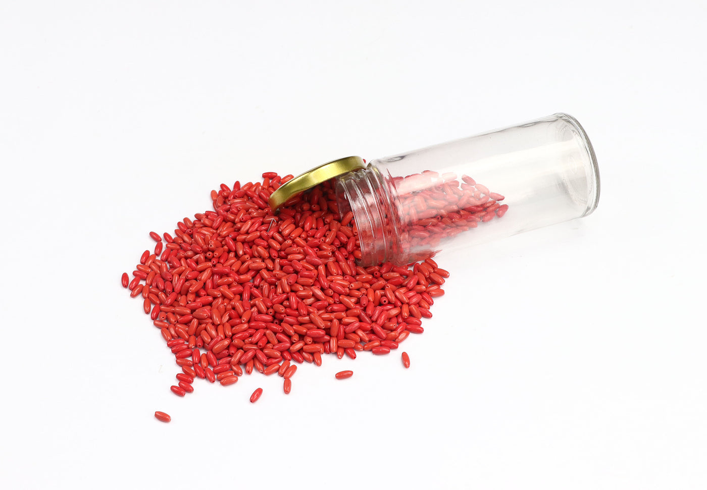 Rice-Shaped Red Czech Glass Beads