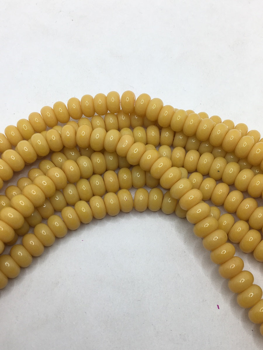 Light Mustard Tyre Crystal Glass Beads