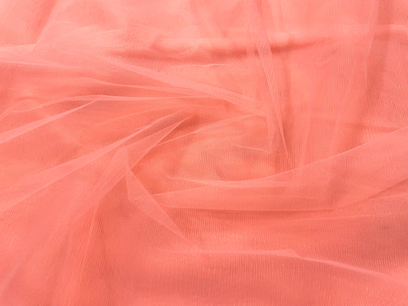 Peach Orange Plain Soft Net Fabric