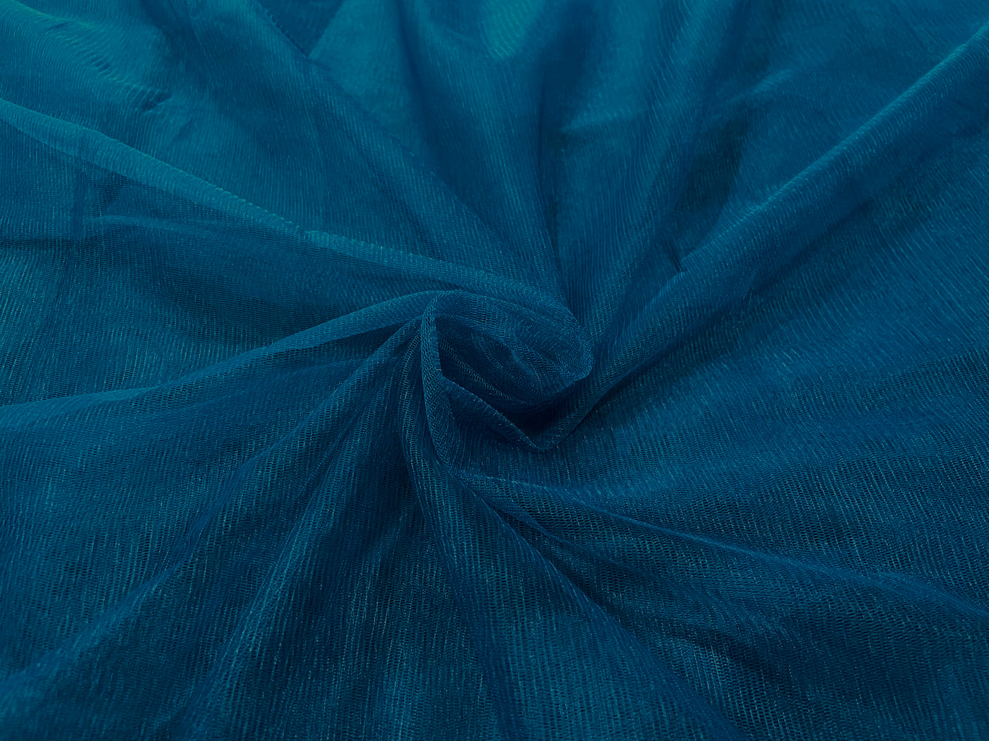 Peacock Blue Plain Soft Net Fabric