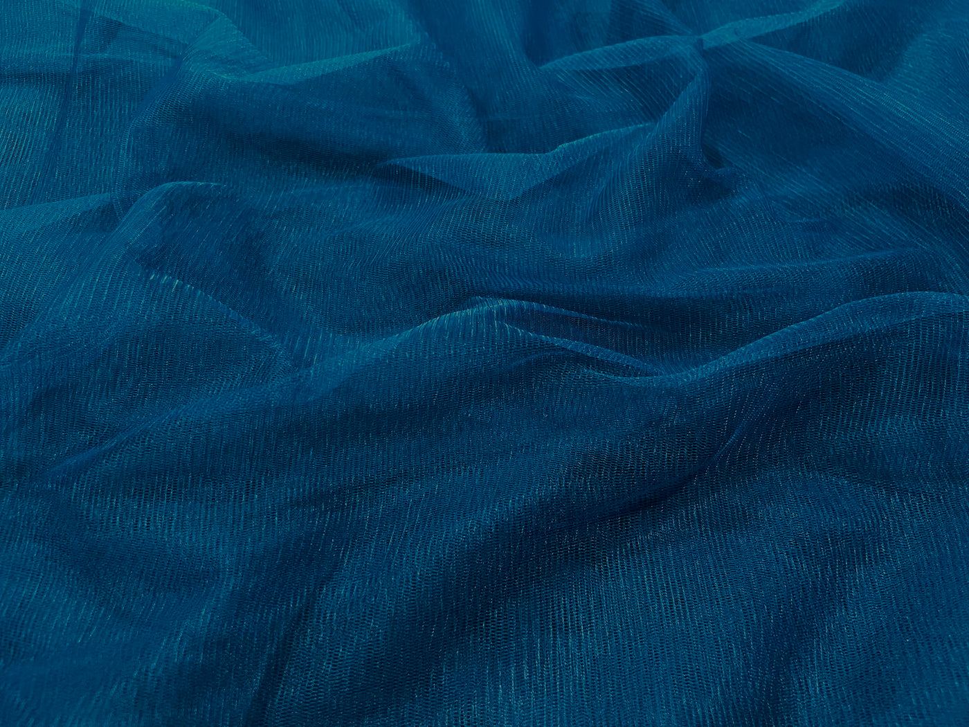 Peacock Blue Plain Soft Net Fabric