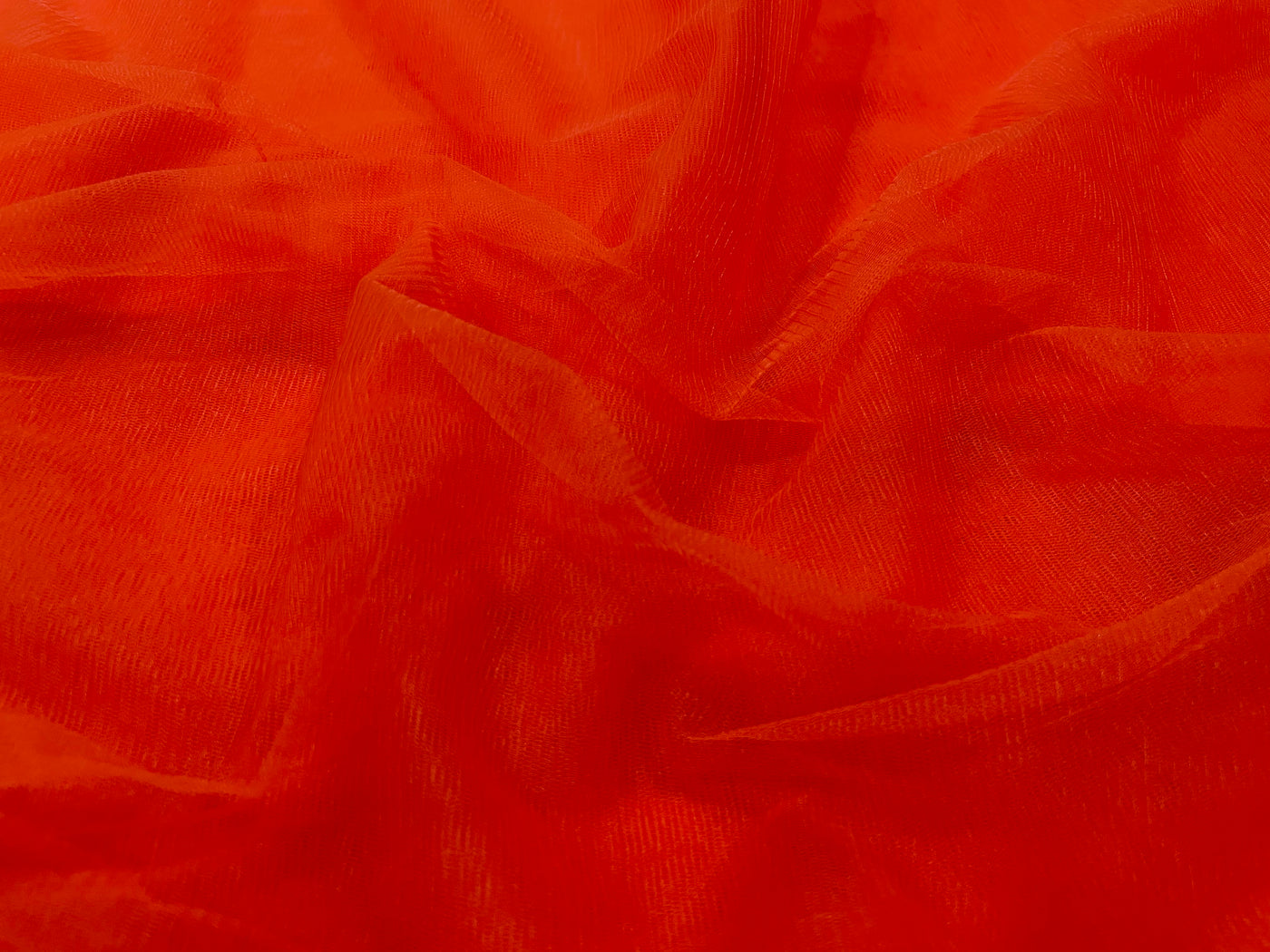 Orange Plain Soft Net Fabric