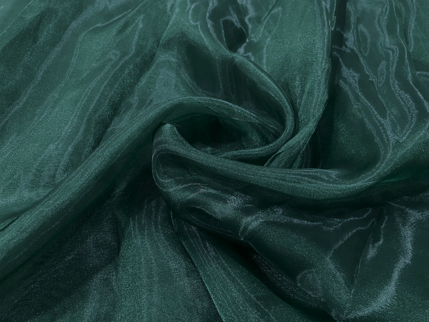 Bottle Green Plain Organza Fabric