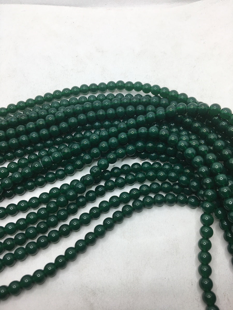 Deep Green Tyre Crystal Glass Beads