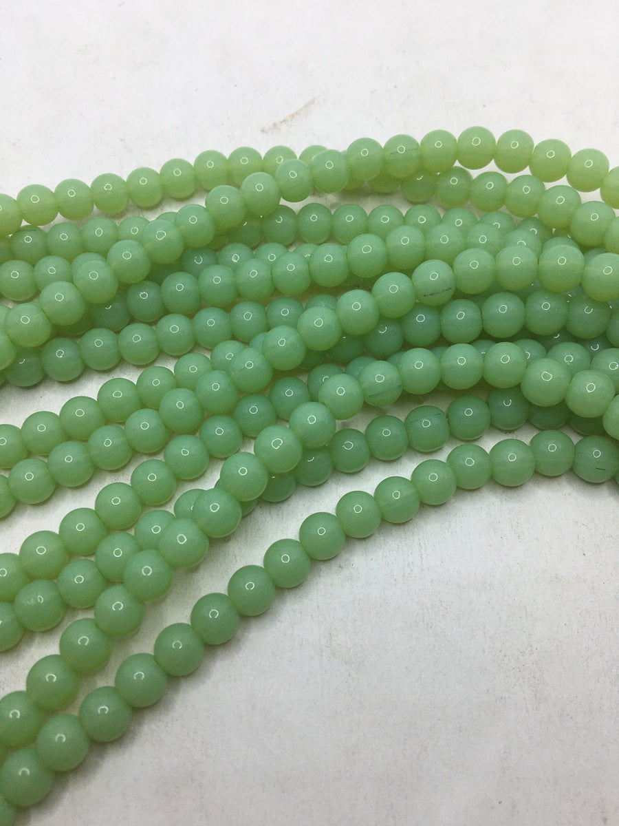 Pastel Green Tyre Crystal Glass Beads