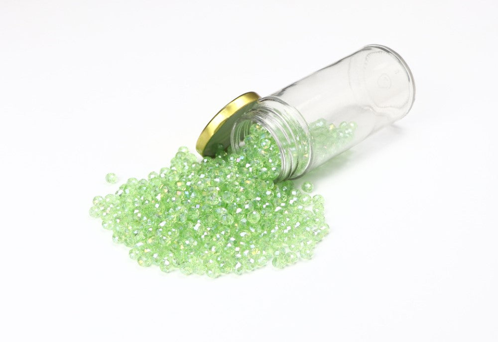 Light Green Faceted Glass Beads