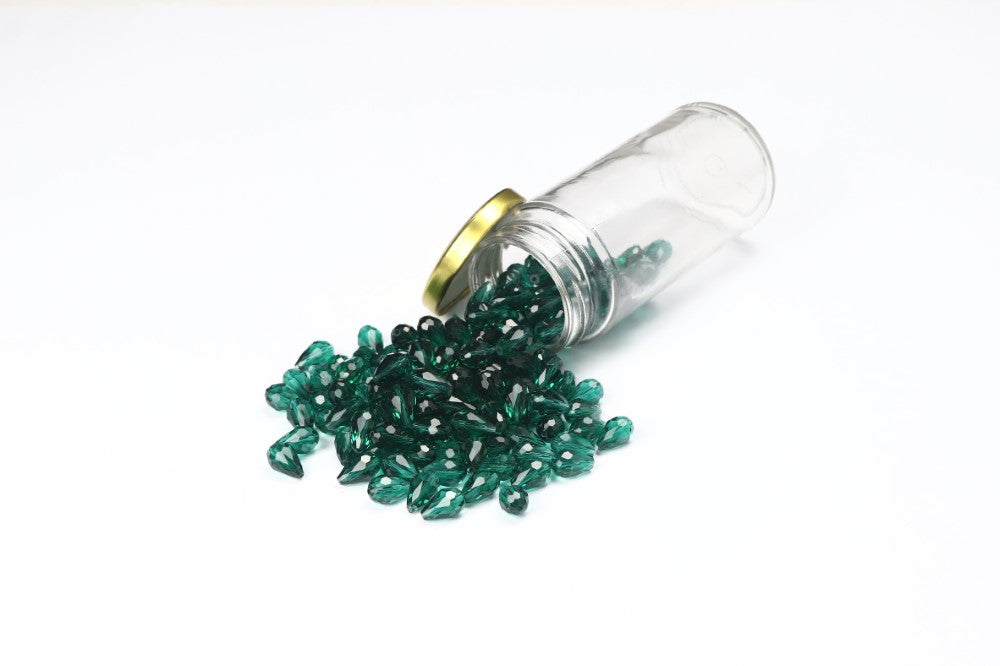 Teal Faceted Glass Beads