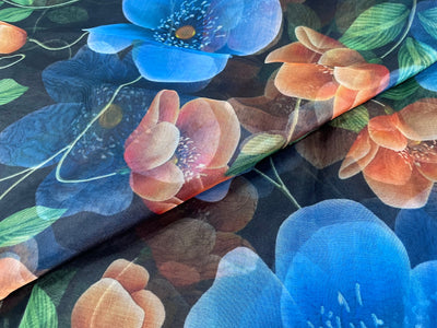 Multicolor Floral Printed Organza Fabric