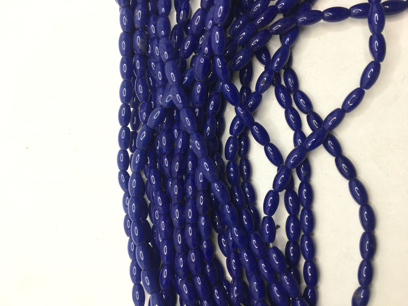 Navy Blue Oval Crystal Glass Beads