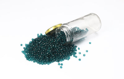 Dark Teal Faceted Glass Beads