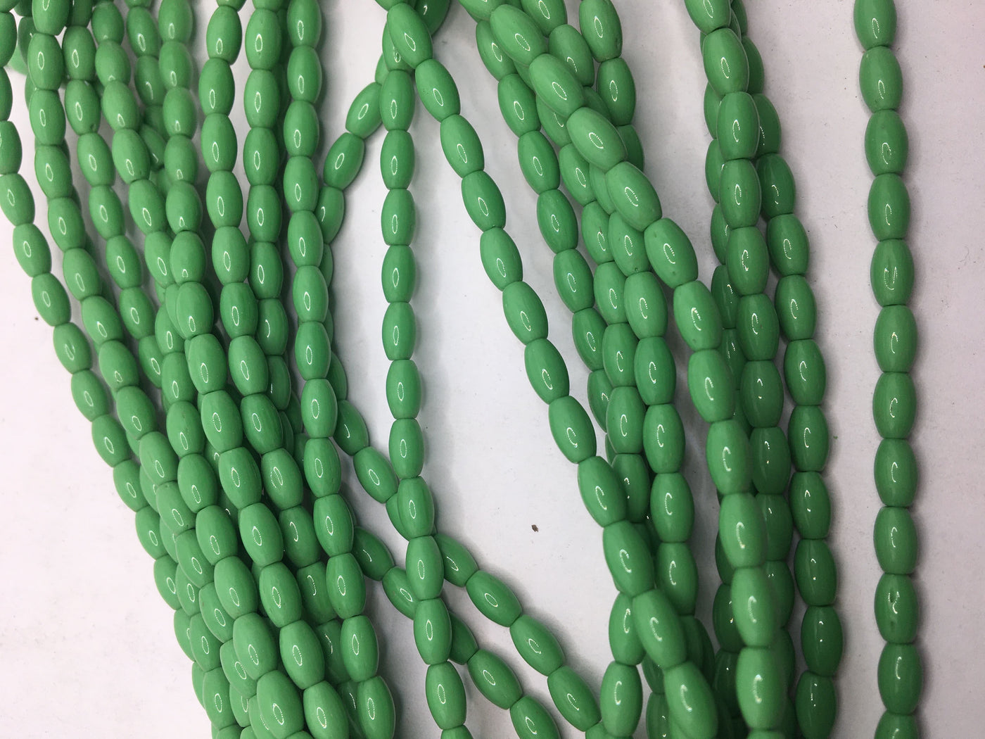 Green Oval Crystal Glass Beads