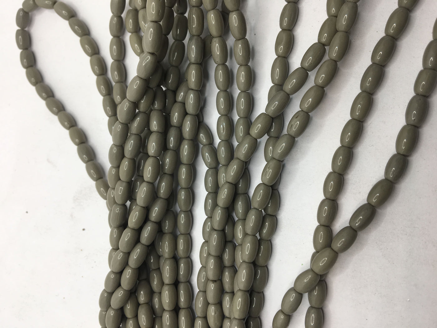 Gray Oval Crystal Glass Beads