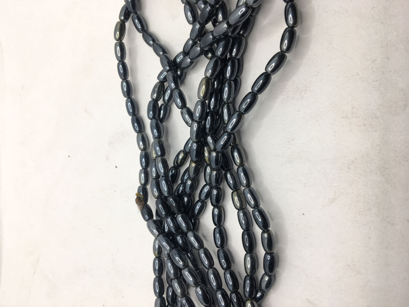 Metallic Gray Oval Crystal Glass Beads