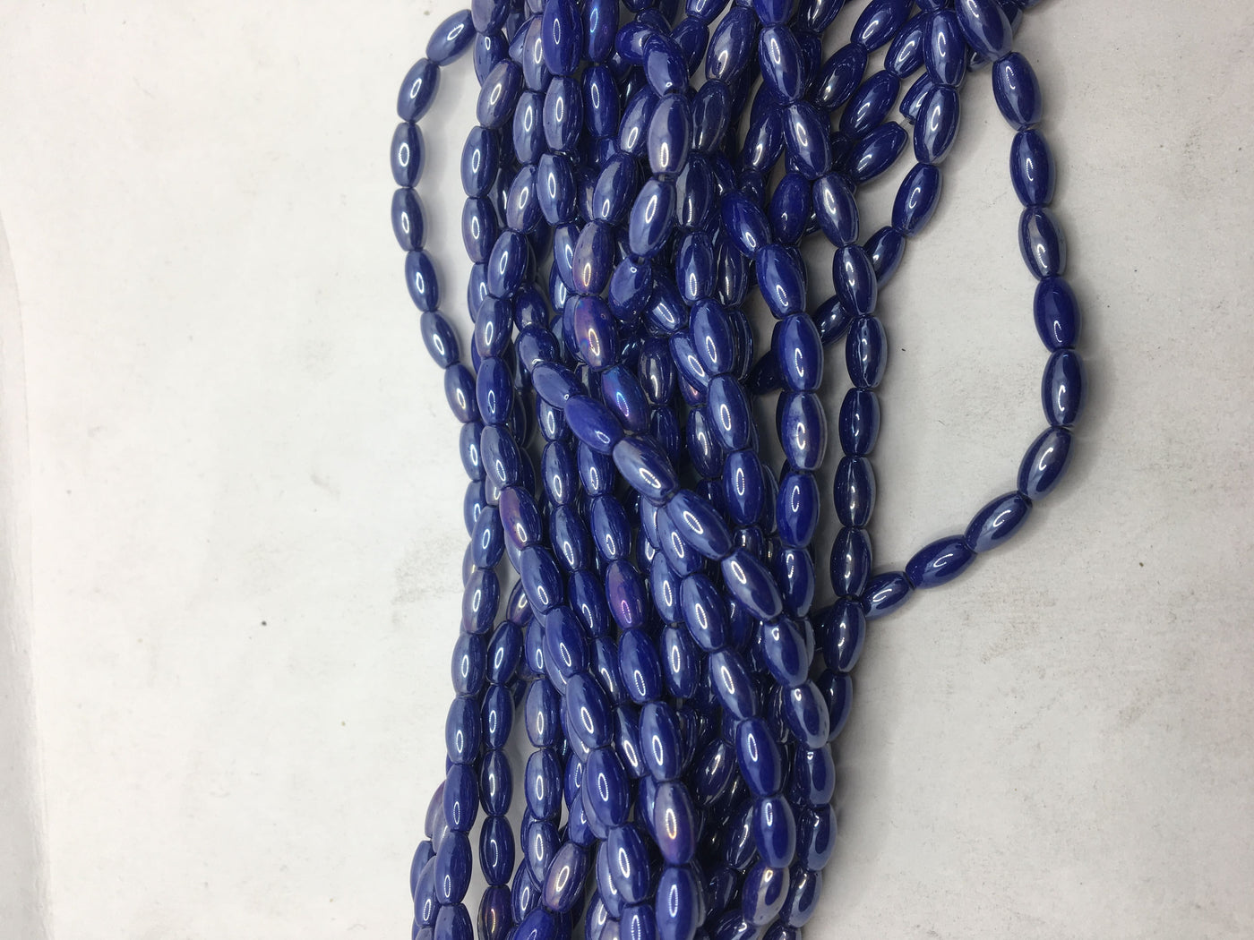 Blue Metallic Oval Crystal Glass Beads