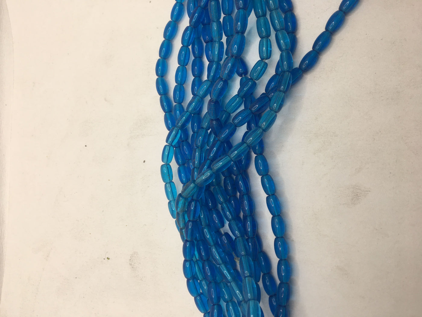 Blue Transparent Oval Crystal Glass Beads