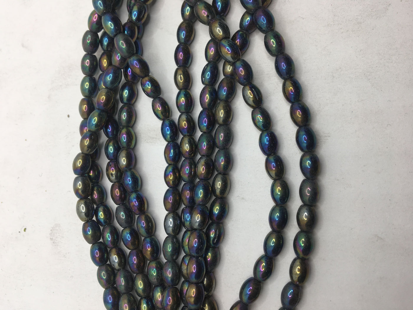 Black Rainbow Oval Crystal Glass Beads