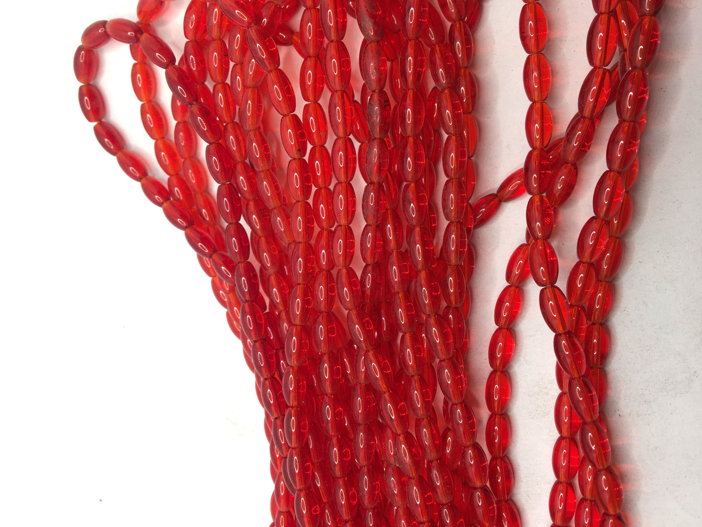 Red Transparent Oval Crystal Glass Beads