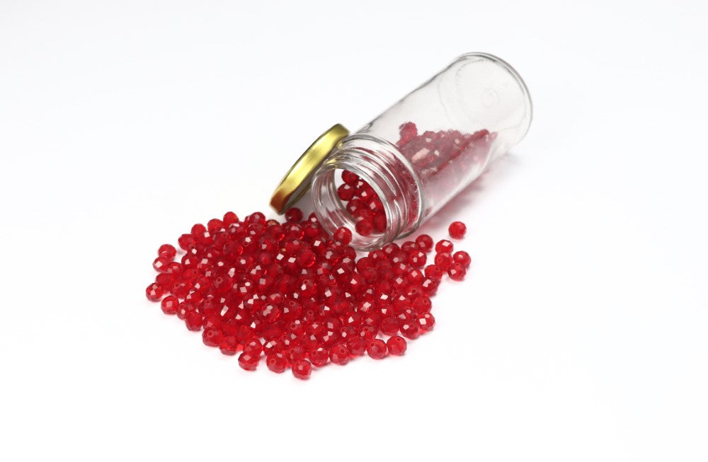 Red Faceted Glass Beads