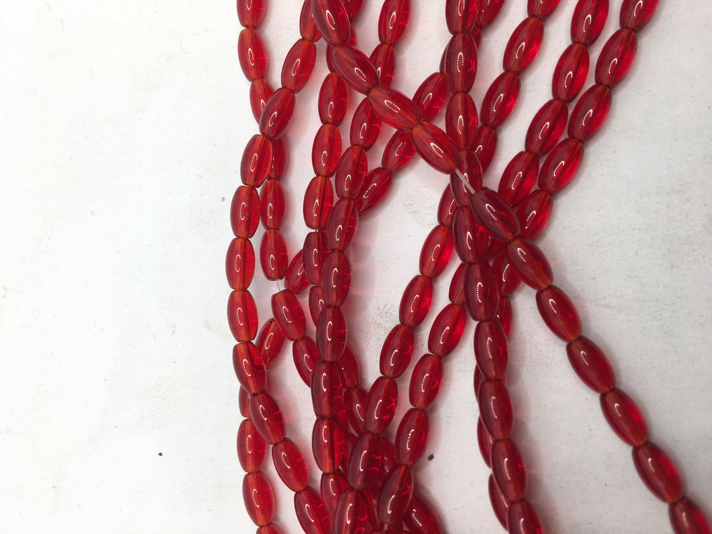 Dark Red Transparent Oval Crystal Glass Beads